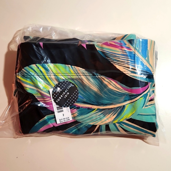 ❤NWT VINTAGE TORRID SWIM SHORTS - HIGH-RISE STRAPPY FLORAL - POWER MESH CONTROL - Picture 6 of 11